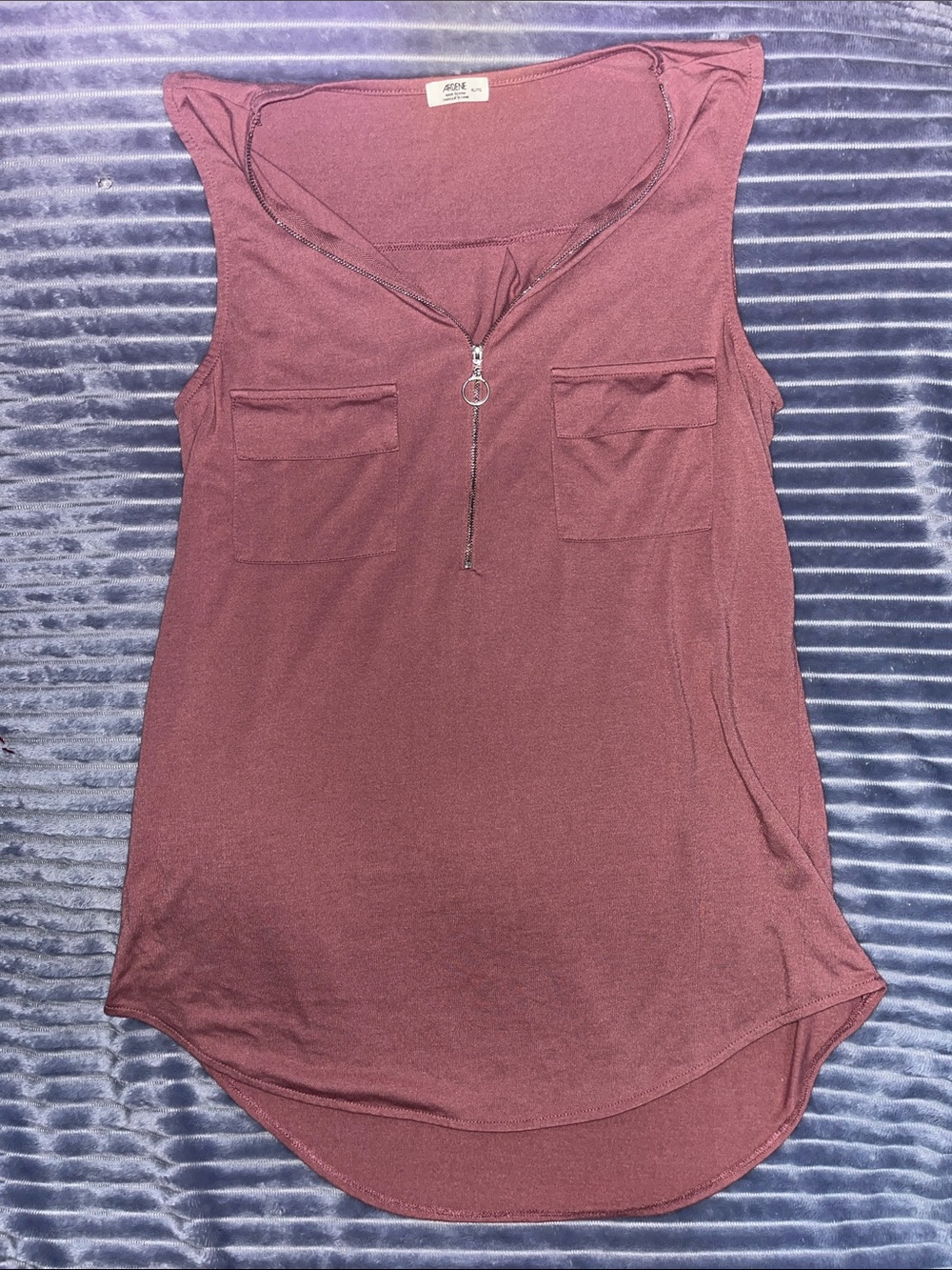 Ardene Plum Zip-Front Sleeveless Tank